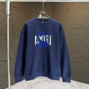 AMIRI Navy Sweatshirt with Metallic Silver Logo